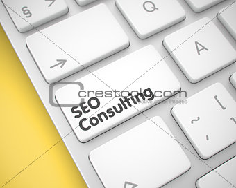 SEO Consulting - Text on White Keyboard Key. 3D.