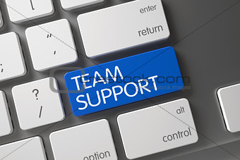 Blue Team Support Button on Keyboard. 3d.