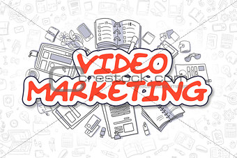 Video Marketing - Cartoon Red Word. Business Concept.