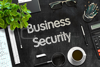 Black Chalkboard with Business Security. 3D Rendering.