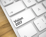 Vision 2017 - Text on White Keyboard Key. 3D.