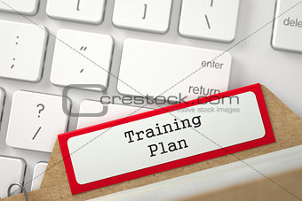 File Card with Inscription Training Plan. 3D.
