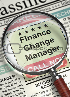 Finance Change Manager Hiring Now. 3D.