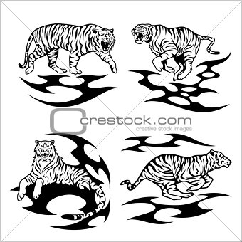 Tribal tigers - vector set
