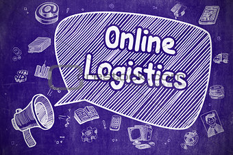 Online Logistics - Cartoon Illustration on Blue Chalkboard.