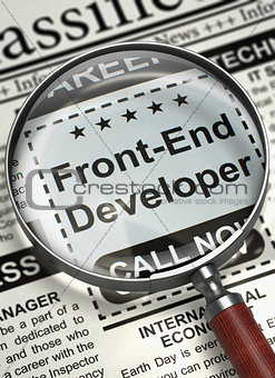 Front-End Developer Hiring Now. 3D.