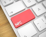 NFC - Text on the Red Keyboard Button. 3D.