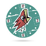 Kids illustration dial plate. Clock face with a bird.