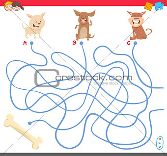 maze game with puppy characters