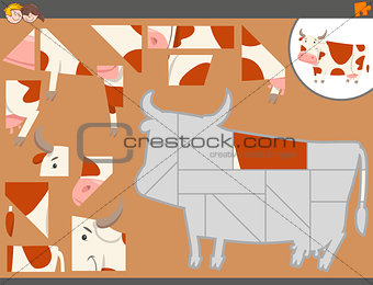 jigsaw puzzle activity with cow