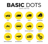 Cars flat icons vector set