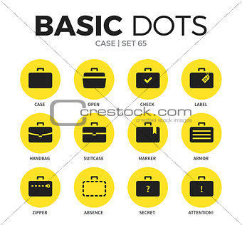 Case flat icons vector set