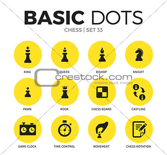 Chess flat icons vector set