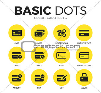 Credit card flat icons vector set