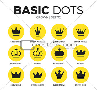 Crown flat icons vector set