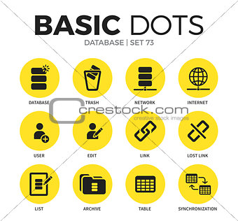 Database flat icons vector set