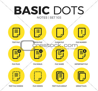 Notes flat icons vector set