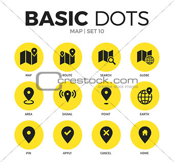 Map flat icons vector set