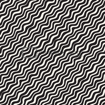 Wavy Ripple Hand Drawn Lines. Abstract Geometric Background Design. Vector Seamless Pattern.