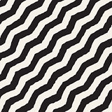 Seamless Wavy Hand Drawn Stripes Pattern. Repeating Vector Texture.