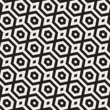 Vector Seamless Pattern. Repeating Lattice Abstract Background. Linear Grid From Striped Hexagonal Elements.