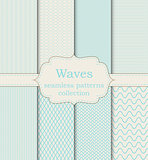 Vector illustration set of seamless patterns waves