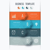 Infographics template four options with hexagon