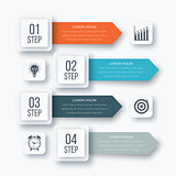 Infographics template four options with square