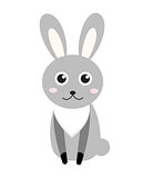 Cute bunny icon, flat style.Rabbit isolated on white background. Vector illustration, clip-art.