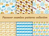 Passover seamless pattern collection. Pesach endless background, texture. Jewish holiday backdrop. Vector illustration.