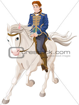 Prince Charming riding a horse