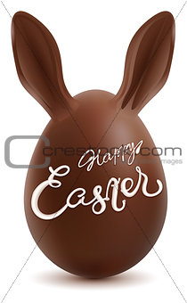 Happy easter. Chocolate Egg with Rabbit Ears