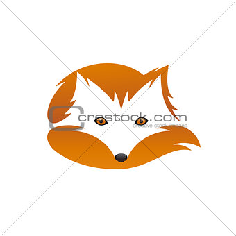 Red fox with tail. Negative space. Vector illustration.