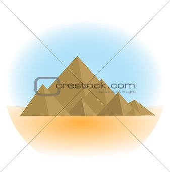 Mountain icon, flat, cartoon style. Jewish religious holiday Shavuot, Mount Sinai concept. Isolated on white background. Vector illustration, clip-art.
