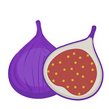 Fresh figs icon, flat, cartoon style.Isolated on white background. Vector illustration, clip-art.