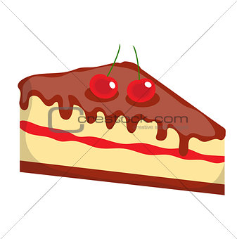 Cheesecake, cake icon, flat, cartoon style.Isolated on white background. Vector illustration, clip-art.