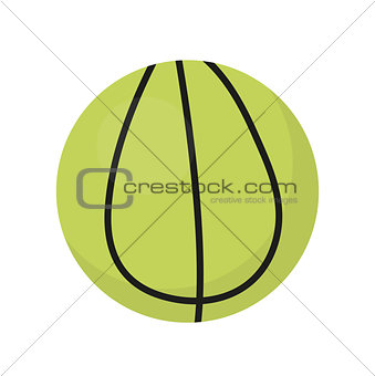 Ball for tennis icon, flat, cartoon style. Isolated on white background. Vector illustration, clip-art.