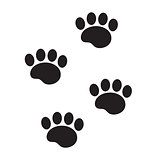 Foot marks of an animal icon, flat, cartoon style. Traces of dog paw isolated on white background. Vector illustration, clip-art.