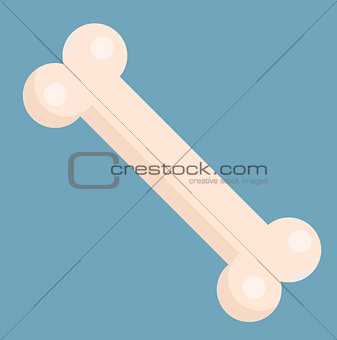 Bone icon, flat, cartoon style. Bones toy for dogs isolated on white background. Vector illustration, clip-art.