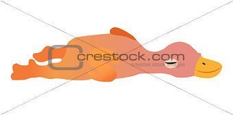 Rubber duck icon, flat, cartoon style. Duck toy for dogs isolated on white background. Vector illustration, clip-art.