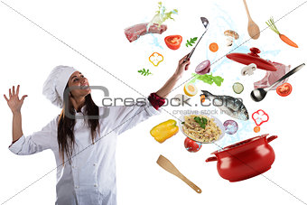 Chef  cooking with harmony