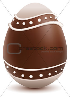 Brown Easter egg decorated with white chocolate