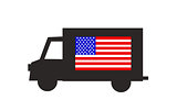 delivery truck icon with american flag