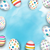 Easter eggs on watercolour background 
