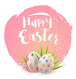 Pink Easter card with eggs