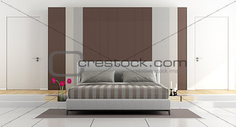White and brown modern bedroom