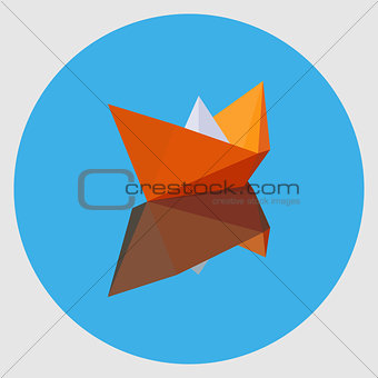 Orange paper boat with the reflection
