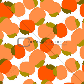 Peach seamless vector pattern on white.