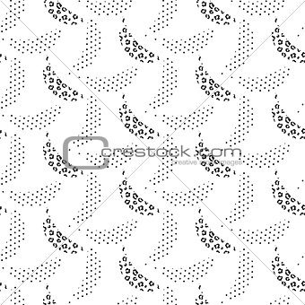 Banana pop art seamless vector pattern black and white.