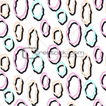 Abstract pastel color rough circles seamless pattern.